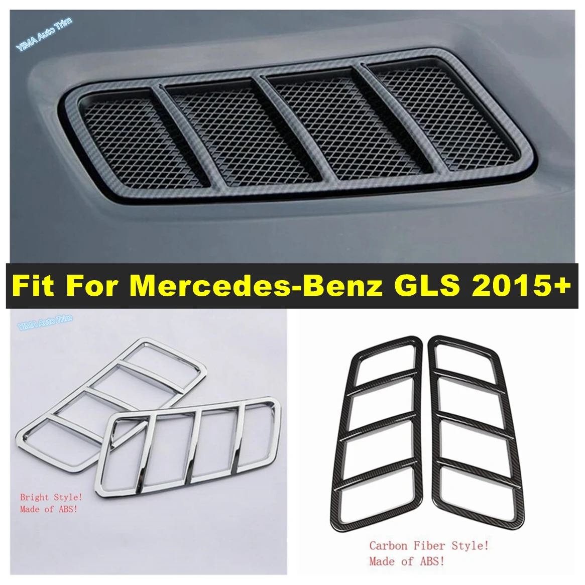 

Bright / Carbon Fiber Car Front Roof Hood Air Condition AC Vent Outlet Cover Trim Accessories For Mercedes-Benz GLS 2015 - 2017