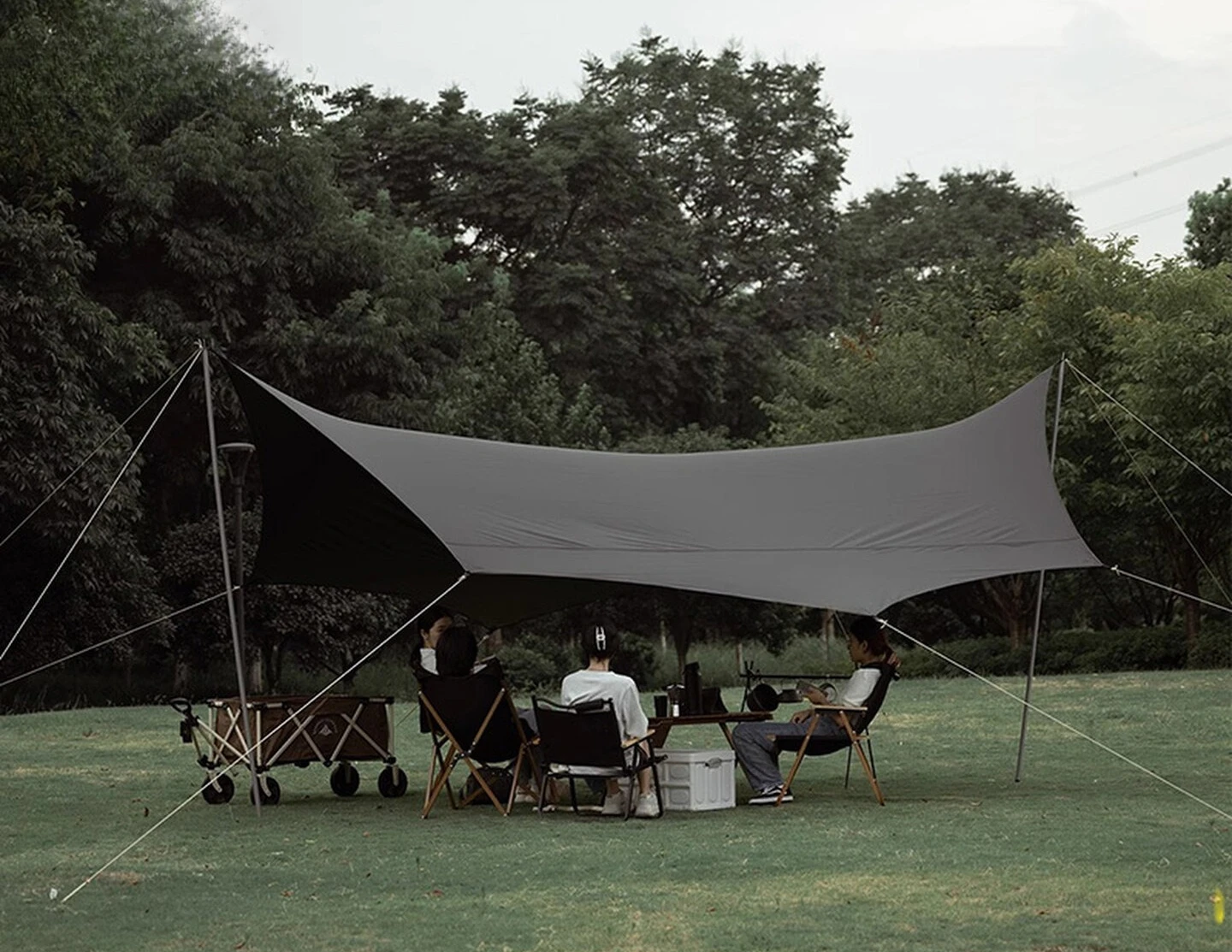 Hexagonal Vinyl Coated Tarpaulin Wind Rain UV Resistant Portable Shelter Canopy Sheet For Outdoor Camping Picnic Accessory