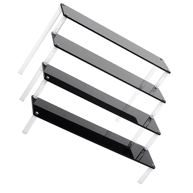 【B07R】حامل حامل للكب كيك 4 طبقات من الأكريليك الأسود الشفاف يعرض حامل مُنظِم العرض