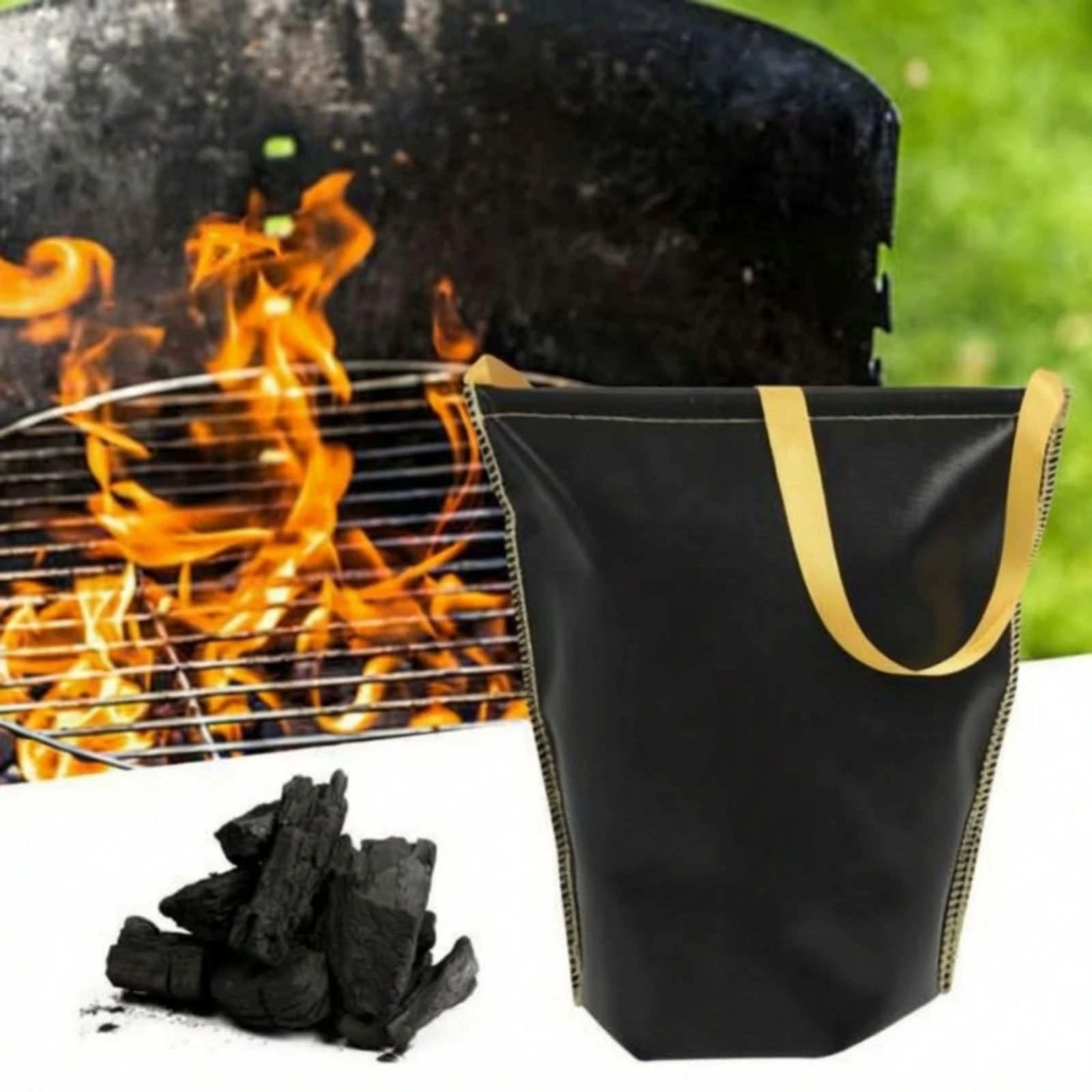 Fire-Retardant Charcoal Bag Flexible Charcoal Bag with Carrying Handles Long-Lasting Double Stitched for Camping, Barbecuing