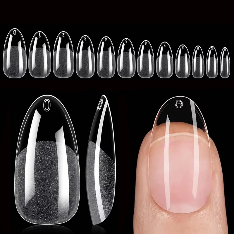 120 Short Almond-Shaped Oval Fake Nail Cutting Kit, Expandable and Complete Covering Nail Glue, French Ballet Shoe Style, Pressed Nail Cover.