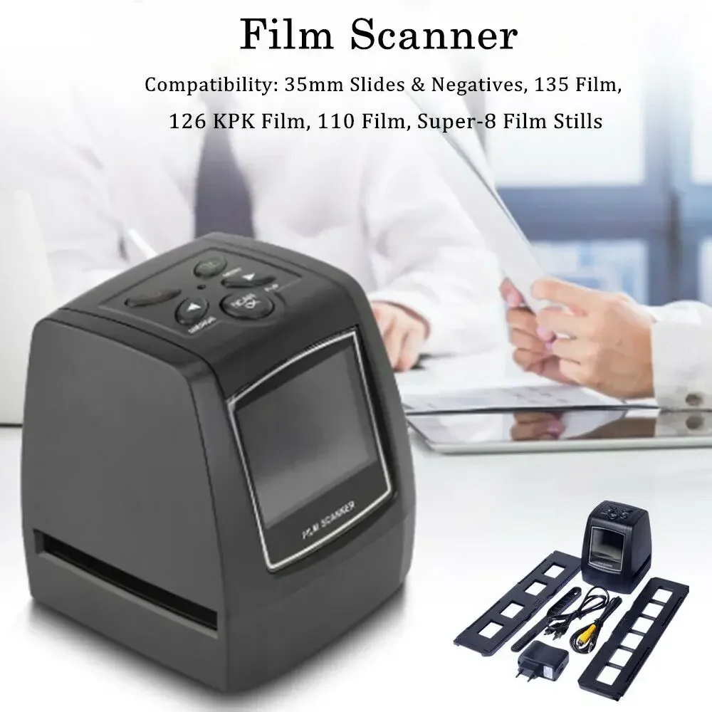 

Mini Negative Film Scanner 35/135mm Slide Film Converter Photo Digital Image Viewer w/ 2.4" TFT LCD Build-in Editing Software