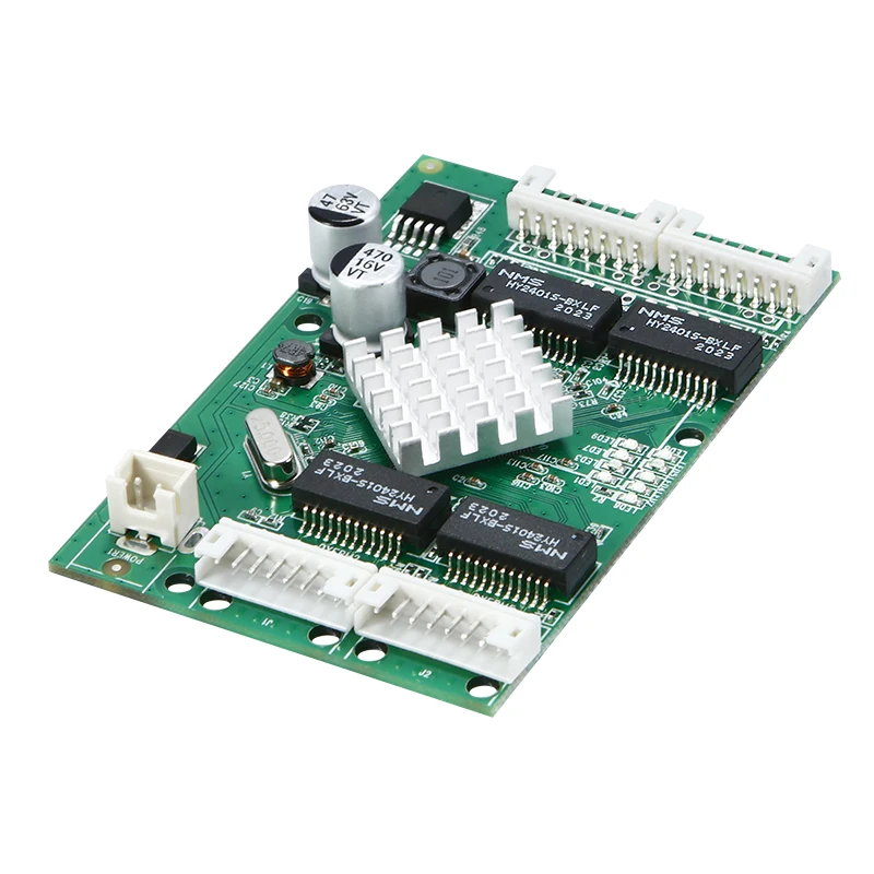 4 10/100/1000 Base-T PH2.08PIN Port Switch PCBA DC 5V-52V Power Mini Switch Module