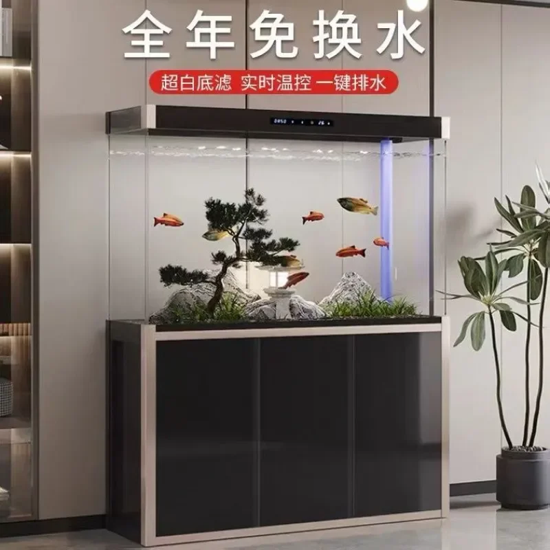 Large Arowana Aquarium with Smart Bottom Filter Floor Stand Cabinet Eco Friendly Feng Shui Fish Tank for Living Room Home