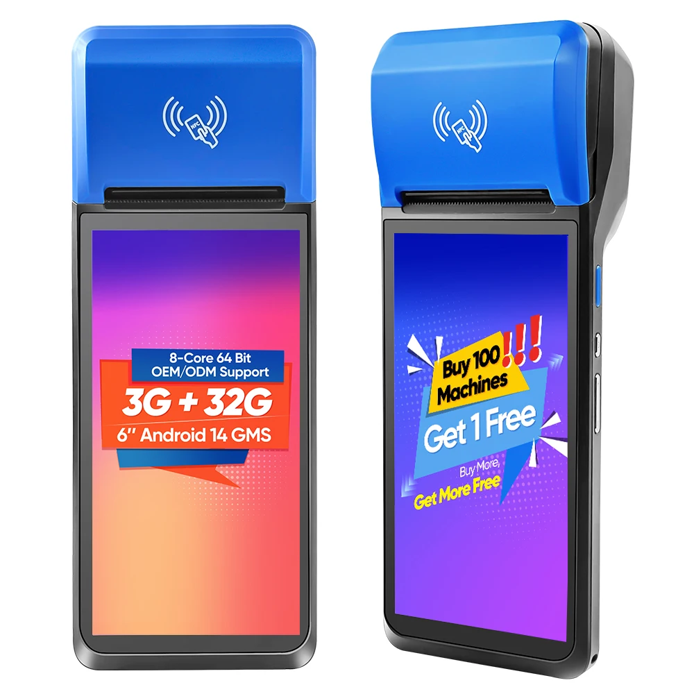 F1-99 المحمولة 4G أندرويد 14 Pos B28 LTE 5.5 بوصة Softpos إدارة مواقف السيارات المتنقلة التذاكر نظام Pos الطابعة