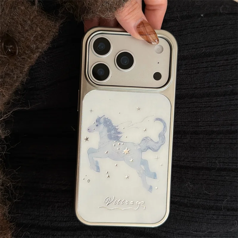 Модный чехол для телефона с милым мультяшным пони для iPhone 16 17 Pro 14 15 Pro Max, защитный противоударный чехол для iPhone 17