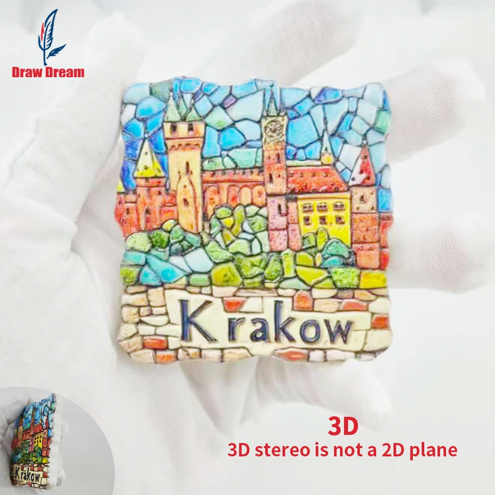 1Pc Creative 3D Embossed Refrigerator Magnet from Krakow, Poland, a World Travel Souvenir Collectible, Suitable for Home and Office Decoration, Personalized Exclusive Travel Souvenir Magnetic Refrigerator Magnet, Home Decoration, Kitchen, Room, Office, Cabinet Crafts, Gifts, Holiday Souvenirs, Exquisite Small Gifts