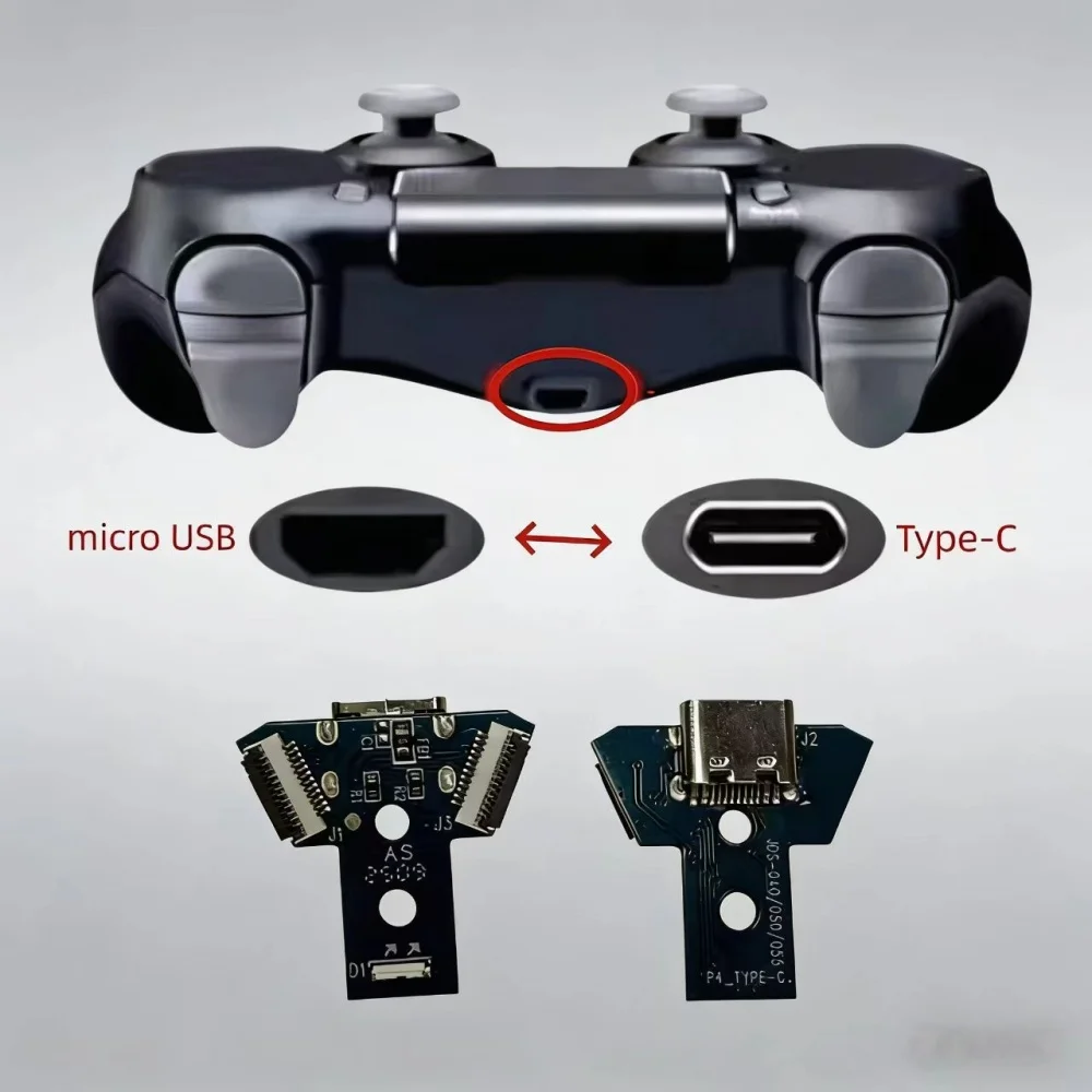 DIY Type-C Charging Port Socket Circuit Board With Cable For PS4 JDS 040 050 055 Original Controller Use Replacement