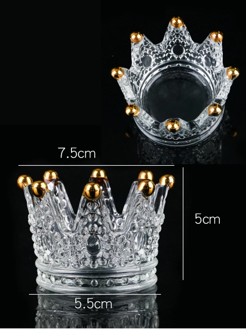 Krone Vintage geprägt Maniküre Kristall Tasse Acryl pulver flüssige Misch platte Dappen Dish Nail Art Stift halter Kerzenhalter – Detail 2