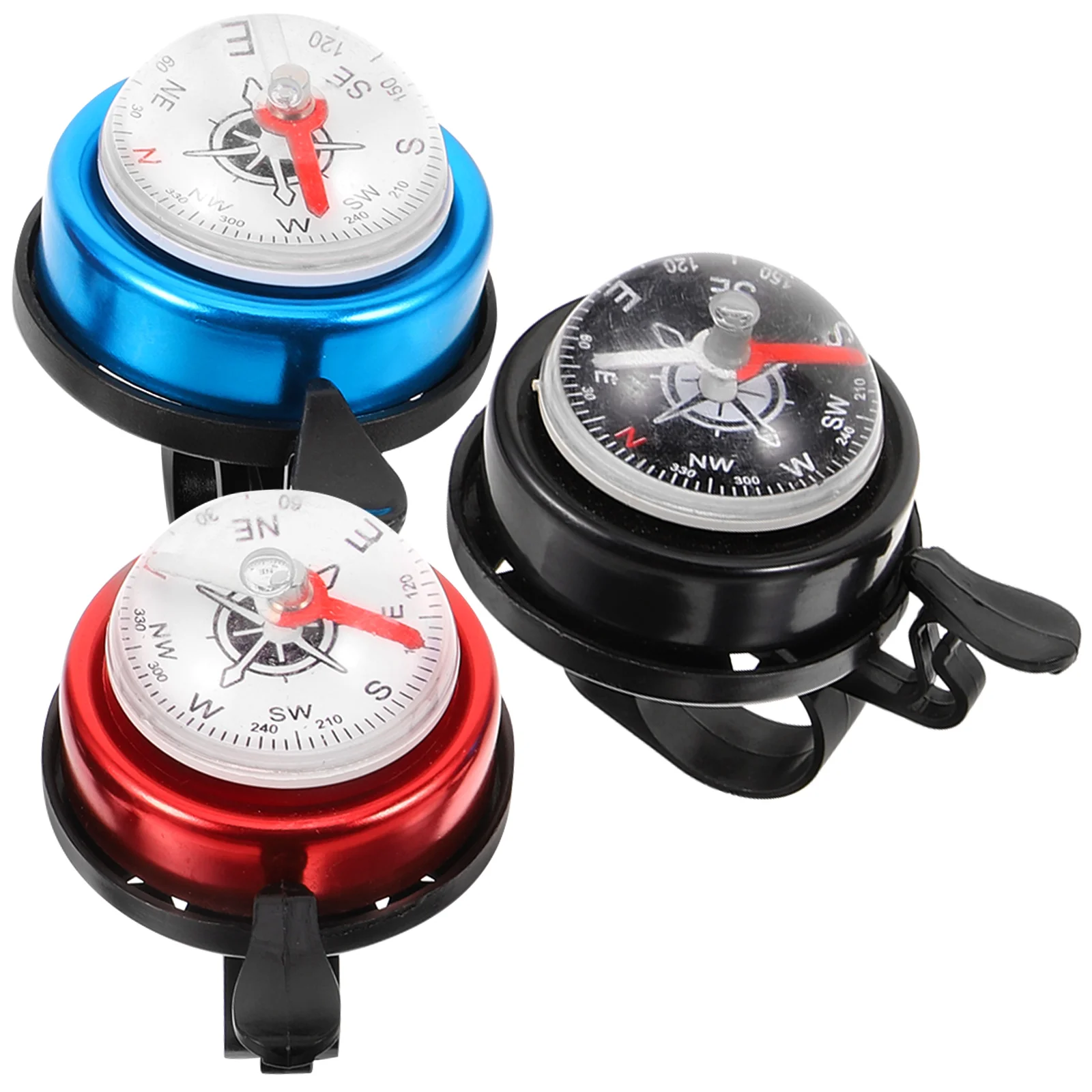 

3 Pcs Car Bell Accessories Red Bike Navigating Ring Flash Blue Aliuminum Alloy Warning