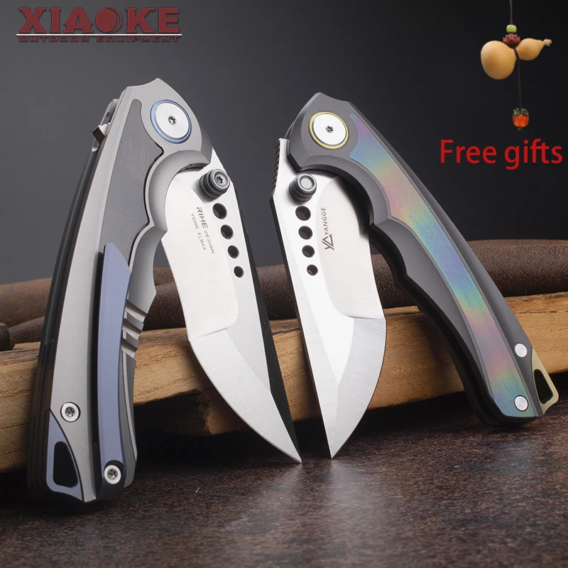 

ELMAX Powder Steel Blade Titanium Zircon Zircon Handle Camping Hunting Folding Knife Outdoor Survival Tactics Pocket Knife EDC G