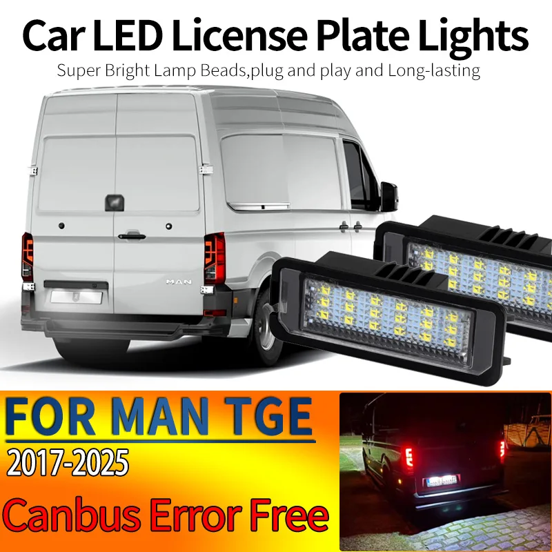 2 Stück LED Nummernschildbeleuchtung Weiß 12V für VW Crafter 2016 MAN TGE 2017-2025 Canbus Fehlerfrei Kfz-Kennzeichenleuchten-Set