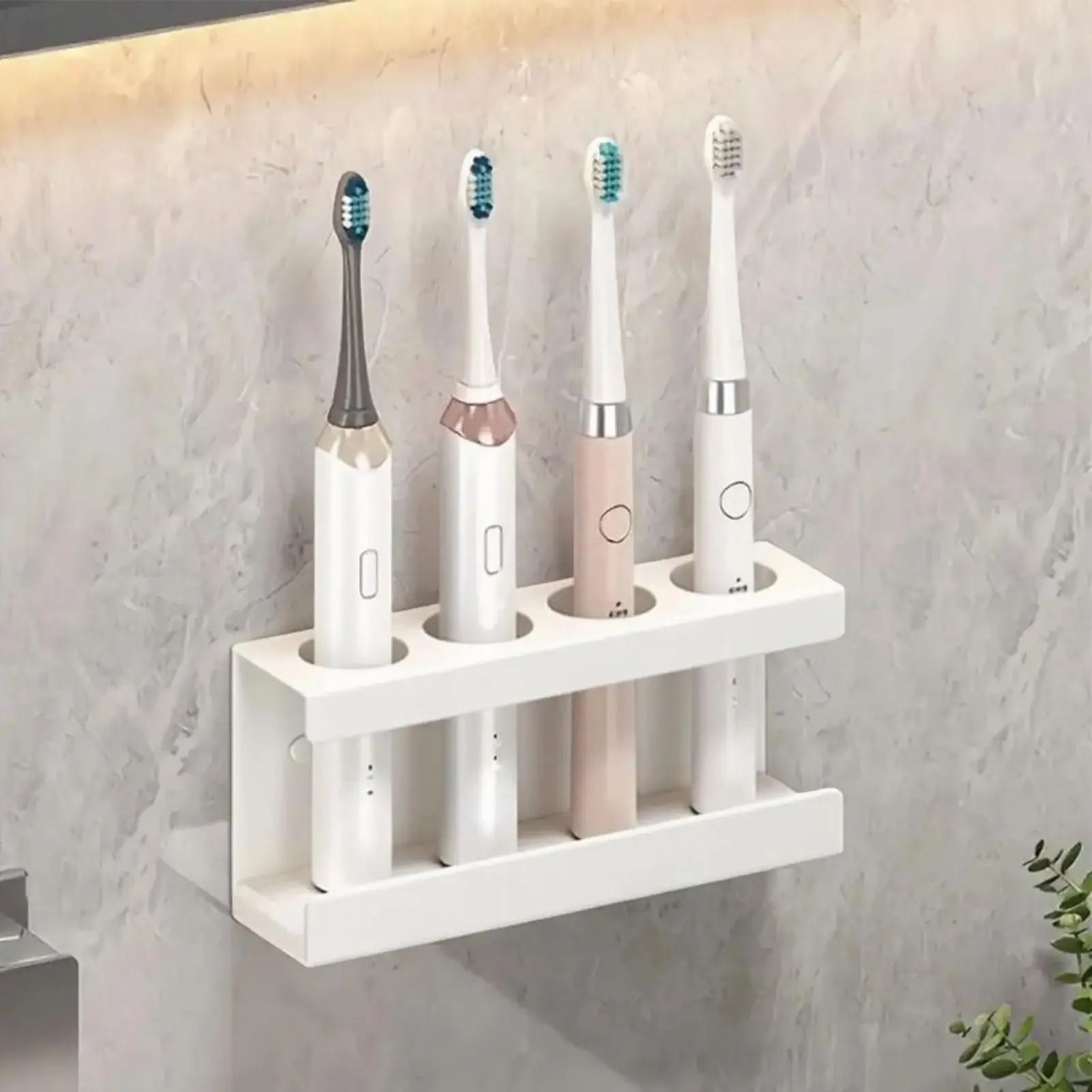 Electric Toothbrush Holder for Bathroom 4-Slot Adhesive Stand with Diatomite Base Bathroom Toothbrush Holder Storage Rack