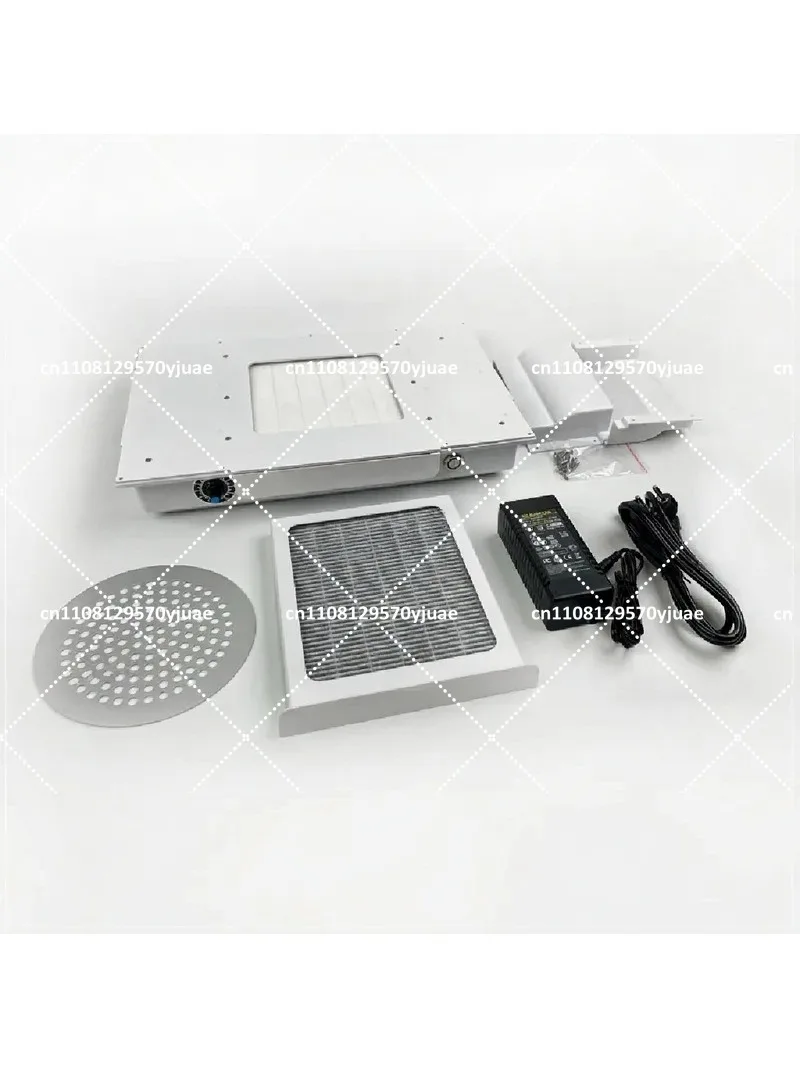 100W White 4-Turbine Adjustable Speed Manicure Table Vacuum Cleaner, Embedded Large Suction Nail Dust Collector