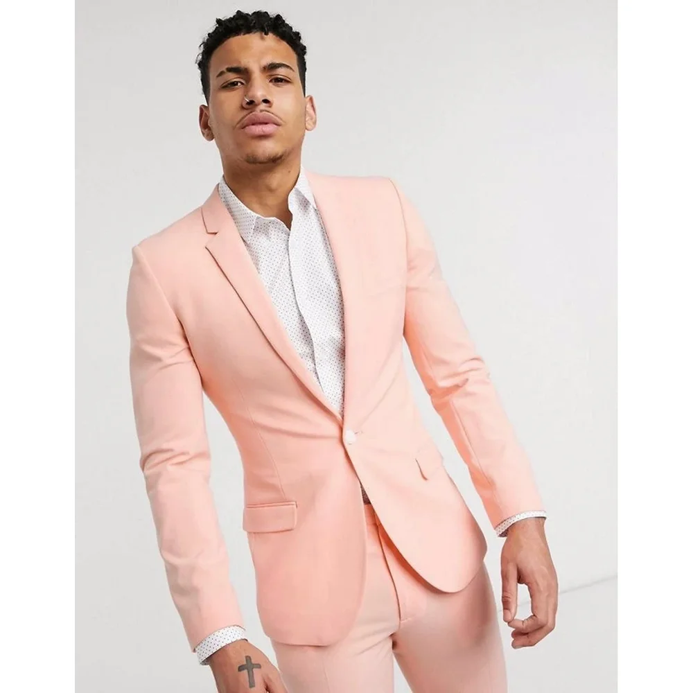 

Elegant Solid Suits for Men Fashion Notch Lapel Single Breasted Outfits Casual Formal Wedding Tuxedo 2 Piece Costume Homme 2023