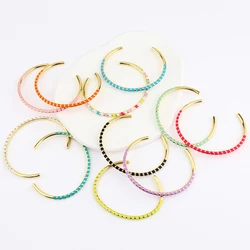 12 Colors 18K Gold Plated Cuff Bracelets Neon Enamel Geometric Open Bangle Send Women Couple Best Anniversary Jewelry Gifts