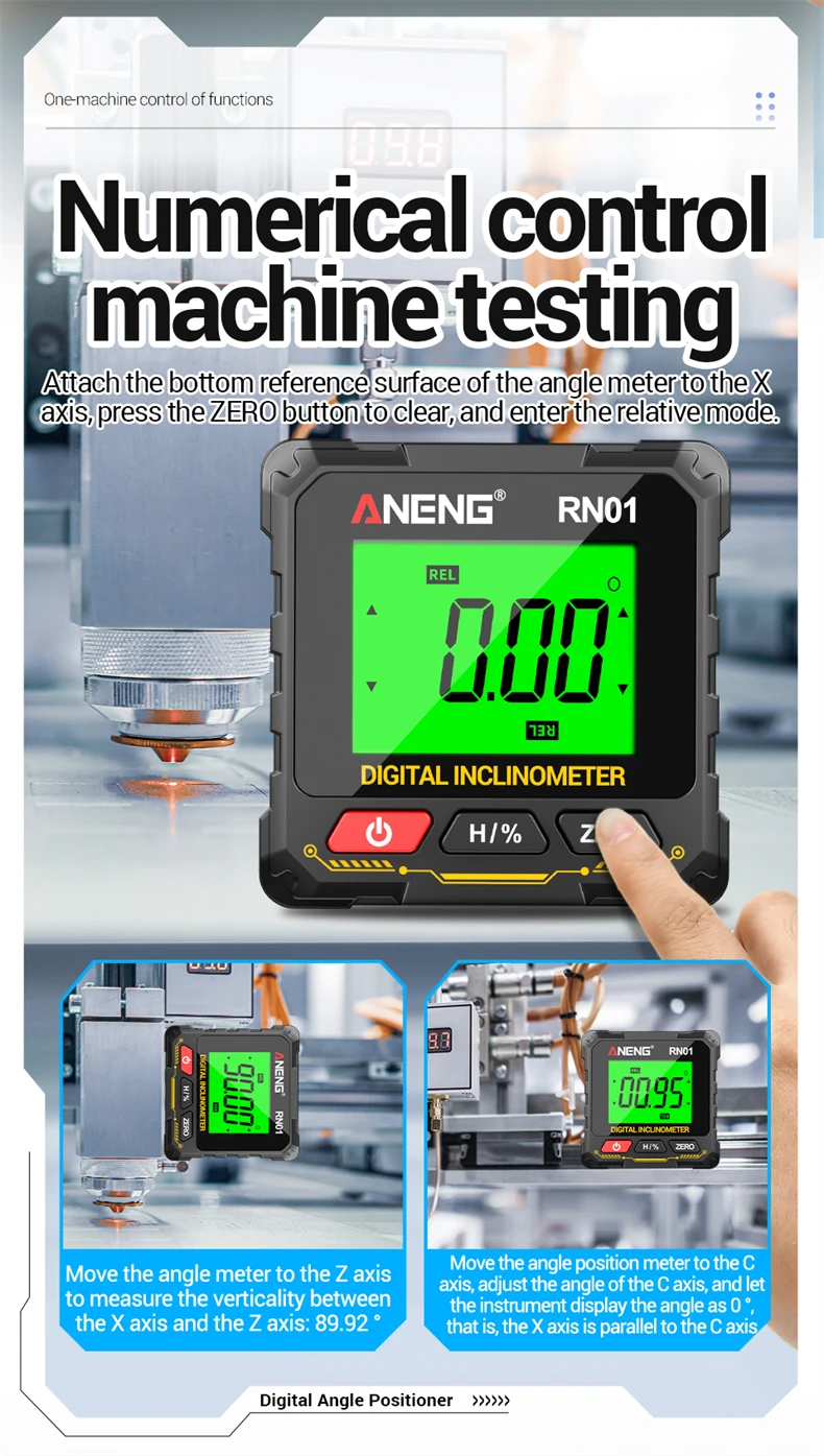 ANENG RN01/RN02/RN03 Digitaler Neigungsmesser Vierseitig Magnetisch Automatische Bildschirmumklappung Multifunktionaler Mehrwinkel-Horizontalmesser – Detail 7