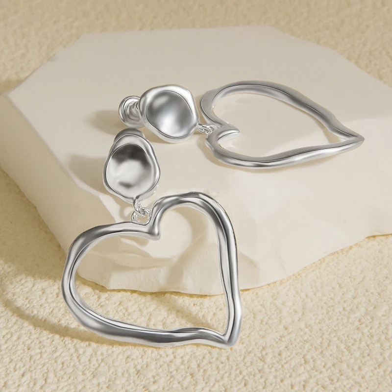  ﻿ ﻿ YYSuniee Solid 925 Sterling Silver Heart Drop Earrings for Women Characteristic Heart Dangle Earrings Fine Jewelry