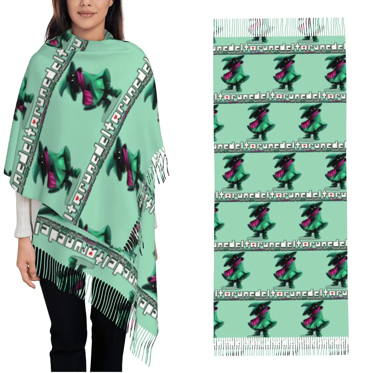 

Женский шарф с кисточками Deltarunes, большая зимне-осенняя шаль и накидка, повседневная одежда, шарфы из пашмины