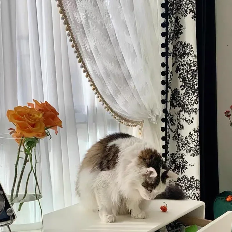 Customized Black Retro Bayberry Jacquard Chenille Curtains For Living Room Bedroom Balcony French Window Finished Window Screen