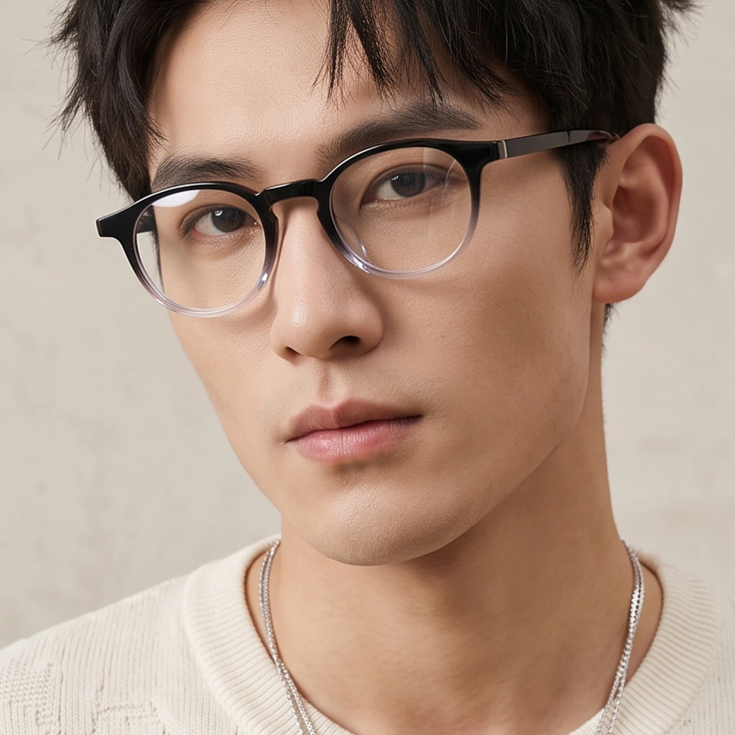 Mens Eyeglass Frames Vintage Round Glasses Unisex Gradient Honey Acetate Eyewearing Anti Blue Ray Prescription Spectacles
