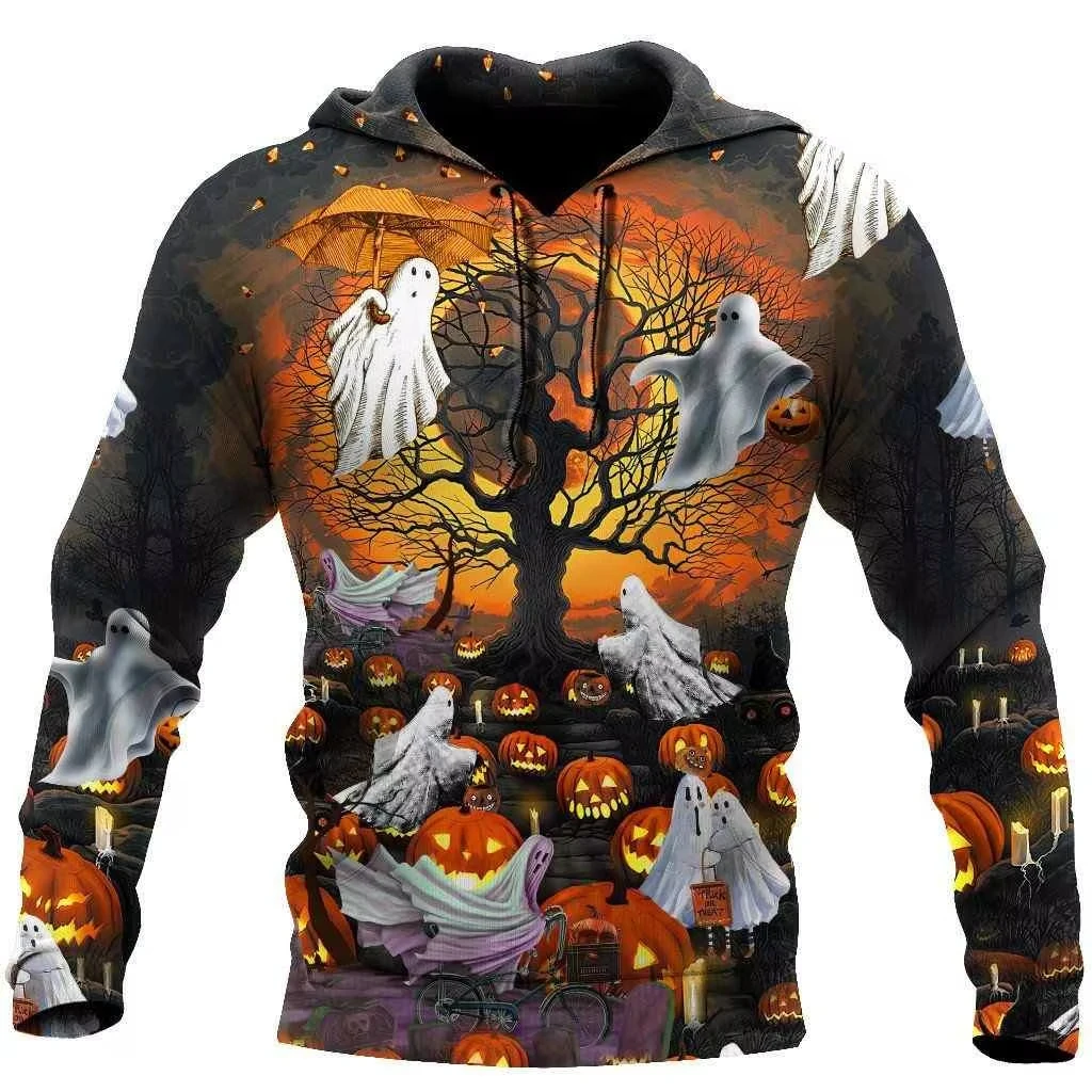 

Men's Halloween Funny Sweatshirt Unisex Printing Pumpkin Ghost Horror Print Hoodie Harajuku Fashion Pullover Autumn y2k clothin
