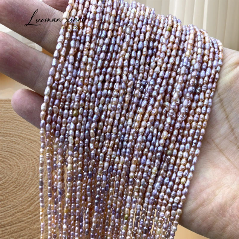 

Натуральные пресноводные жемчужины в форме риса, 2-3 мм, фиолетовые, рассыпные бусины-разделители для изготовления ювелирных изделий, DIY, для ожерелий, браслетов, аксессуаров