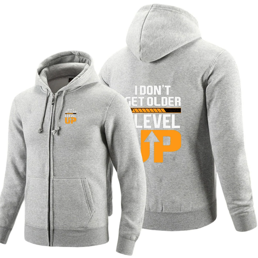 2025 Men's Drawstring Hoodies Spring And Autumn I Don't Get Older I Level up Logo Print Versatile Understated Luxury Coat view 5