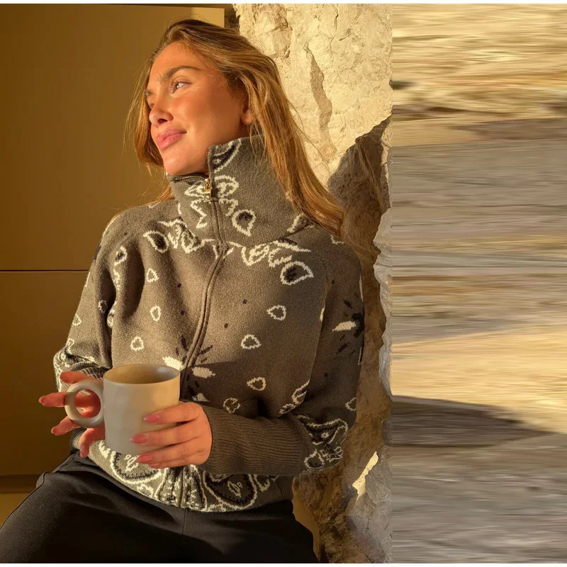 Knitted Jacquard Female Cardigan Sweater Zipper Loose Lapel Pocket Fashion Lady Sweaters 2026 Spring Street Long Sleeve Coat Top 21 S7dbd5c05aa584a05809062d1bc052aeat