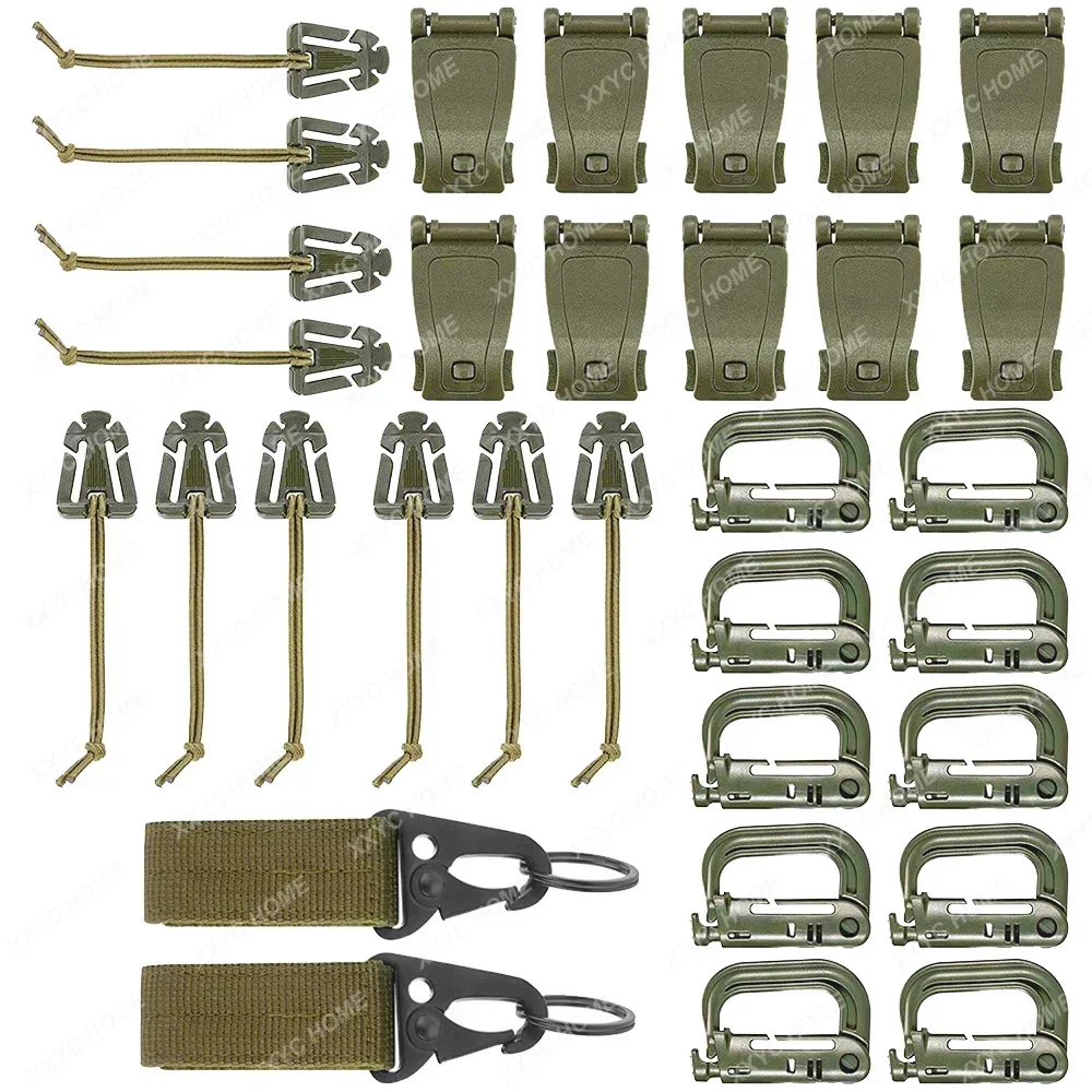 32/13PCS Molle Accessory Kit Outdoor Tactical Backpack Vest Waistband Locking Gear Mesh Support Elastic Buckle Hunting accessory