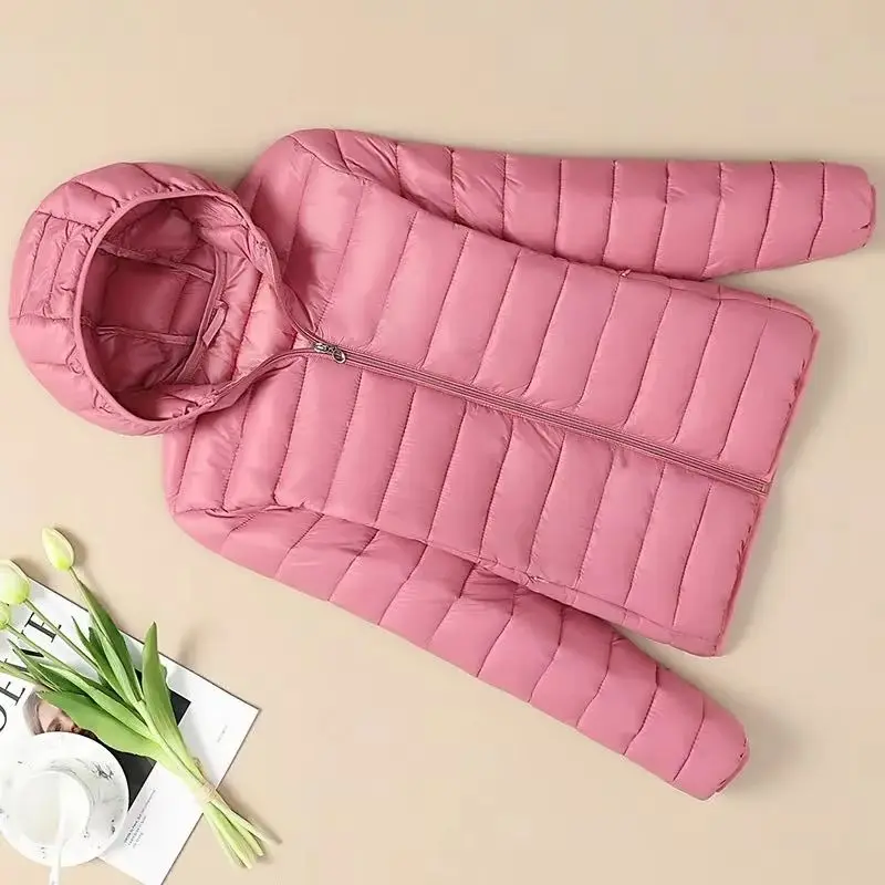 Ultra-light Thin Down Jacket Women 2026Autumn Winter Slim Short Hooded Warm White Duck Down Coat Women Outerwear Jacket Tops 4XL