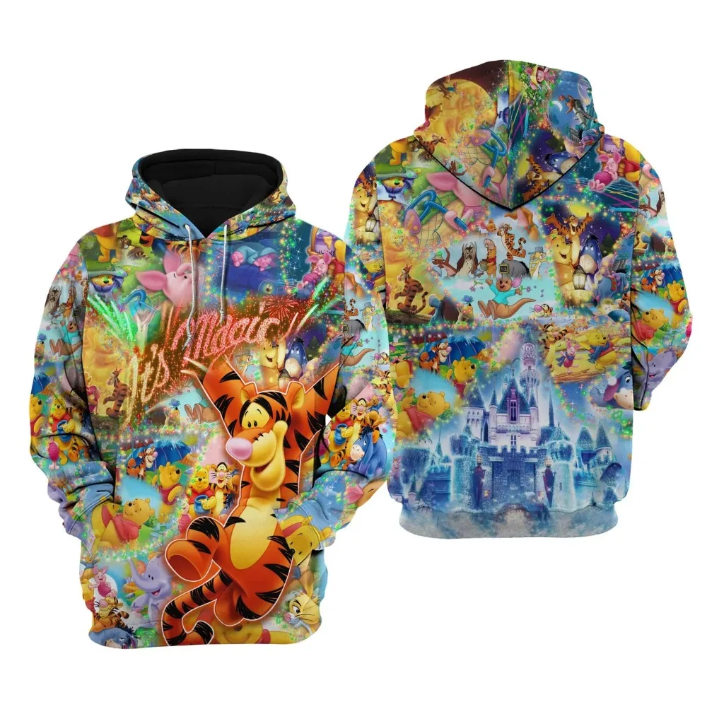 Felpa con cappuccio Disney Tiggo 3D Felpa con cappuccio per abbigliamento sportivo alla moda da uomo e da donna Felpa con cappuccio Disney 3D Harajuku Casual Street Dress Felpa con cappuccio Tiggo