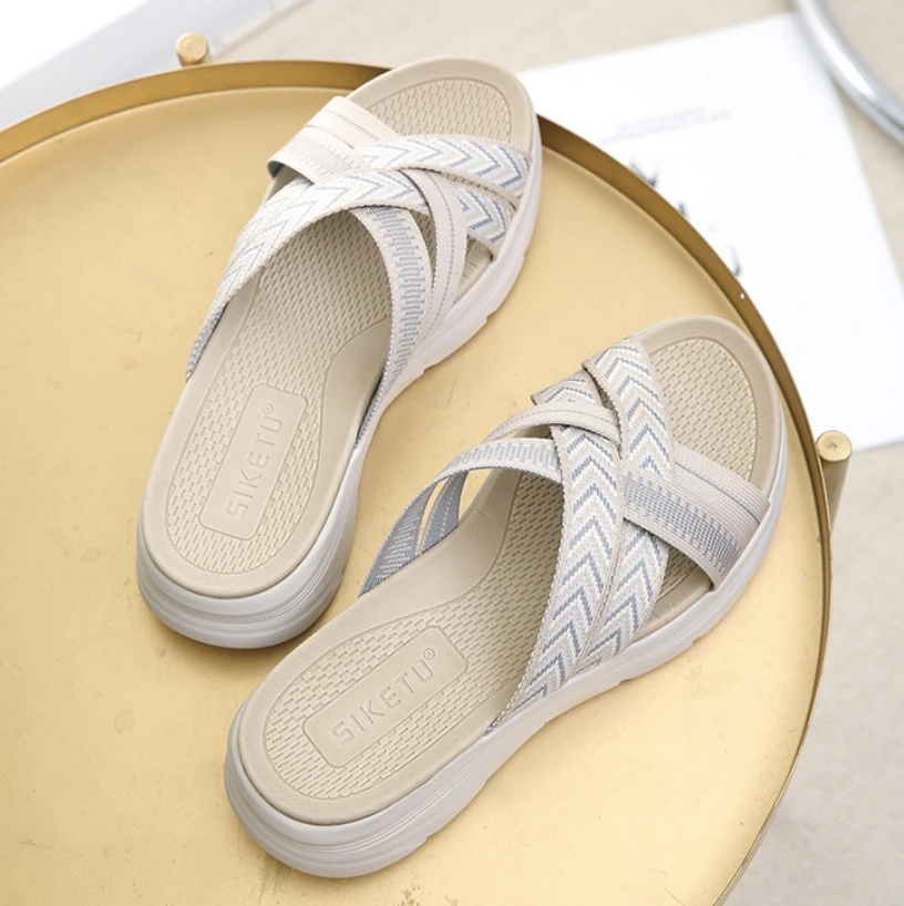 2024 Summer New Women\'s Sandals Lightweight Fashion Casual Sports Style Comfortable Rubber Band 5CM Thick Sole Sandals 580-4