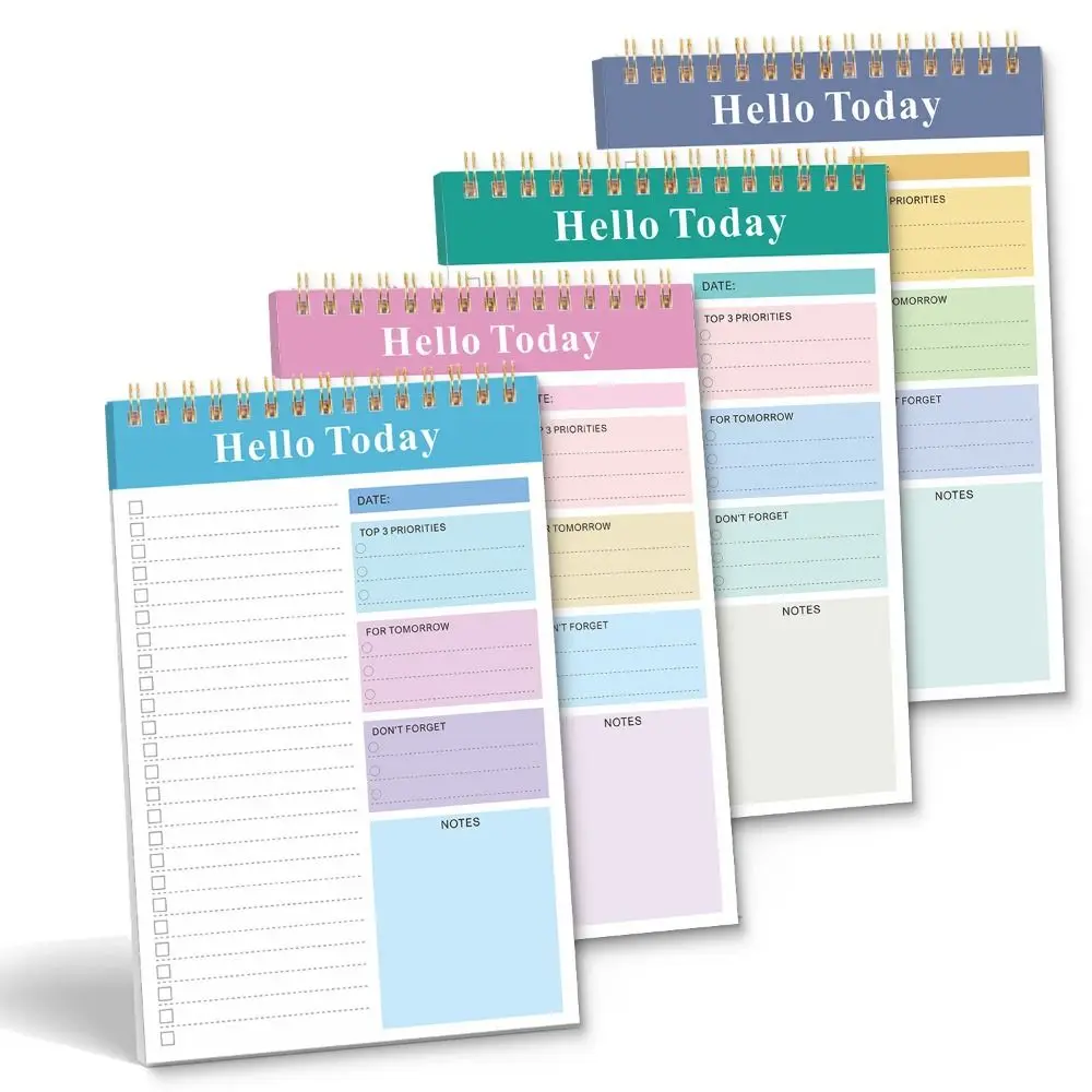 Autodisciplina tamanho a5 caderno espiral à prova d'água bloco de notas sem data 52 folhas estilo simplificado livro de bobina material escolar