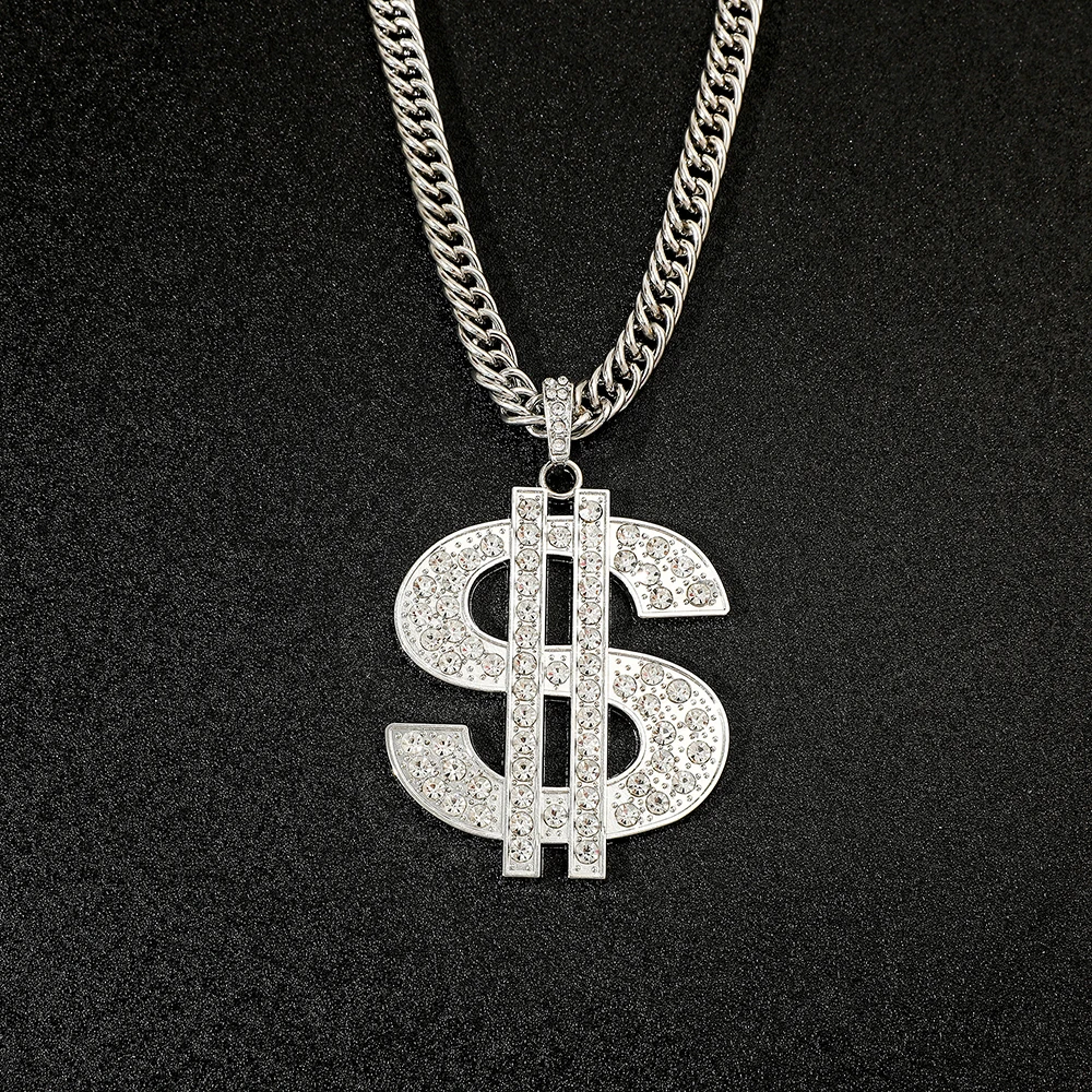 Hip Hop Rock Money Necklace Cool Shine Dollar Neckchain For Man Woman Party Fashion Charm Jewelry Gifts