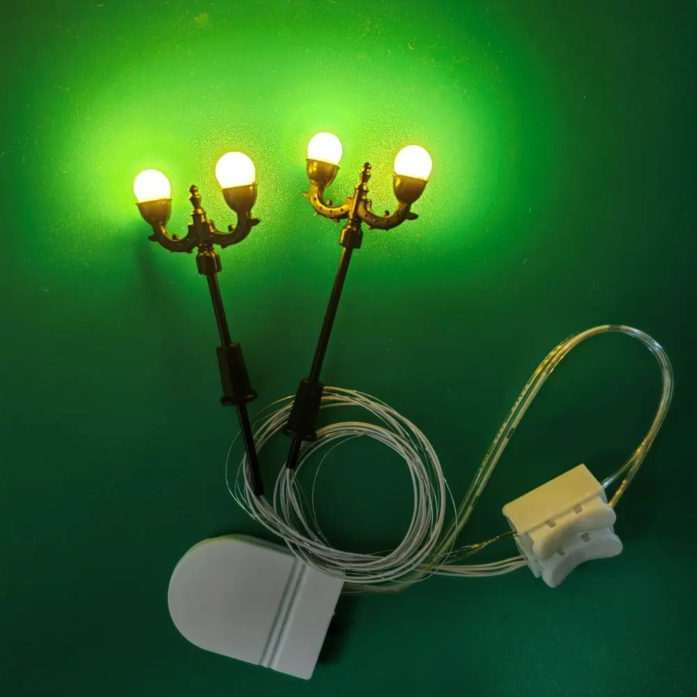 7CM Model Railway Antique Lamp Garden Street Light HO N Scale 1:150 With 3V Battery Box