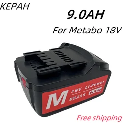 Bateria para ferramenta elétrica sem fio Metabo, Drivers de broca, Martelos de chave, 18V, 9000mAh, 9.0Ah, 625592000, 625591000