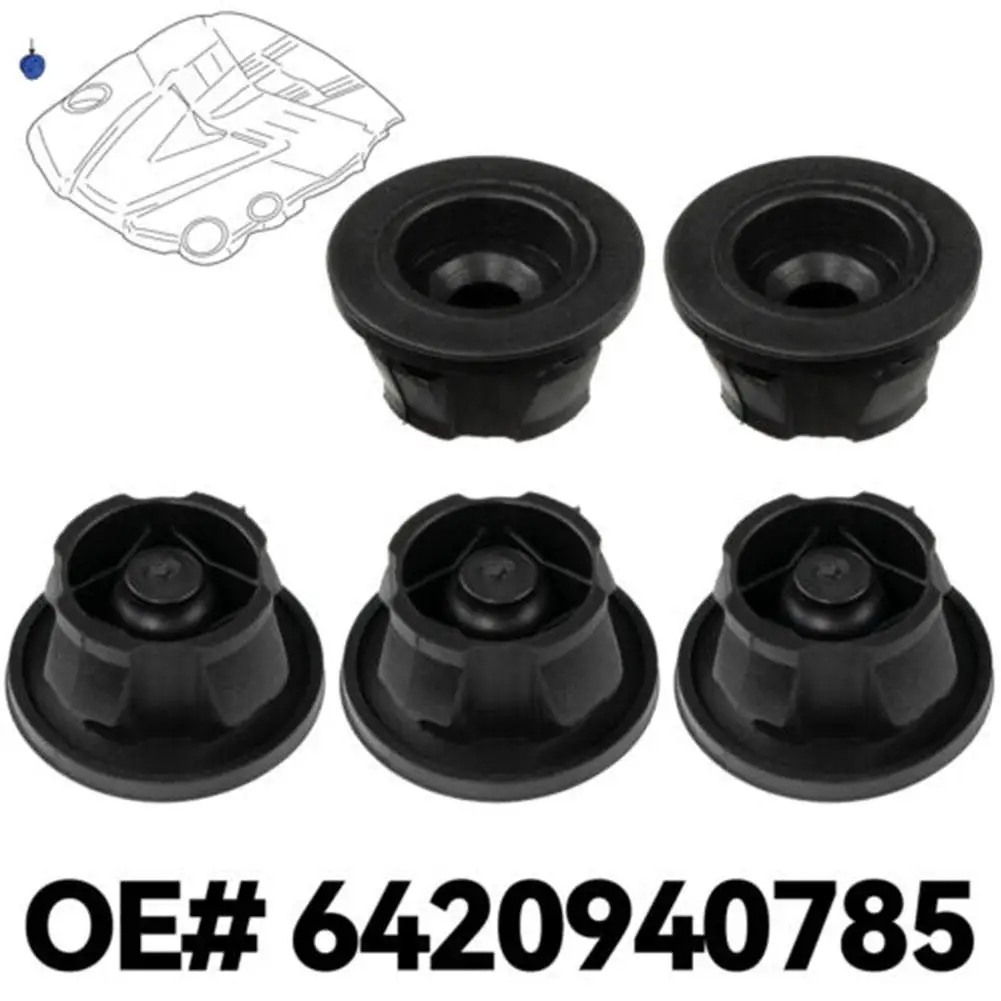 5pcs For Mercedes OM642 Car Engine Covers Rubber Mat 6420940785 Engine Cover Hood Grommets Bung Absorbers Car Accessories Black