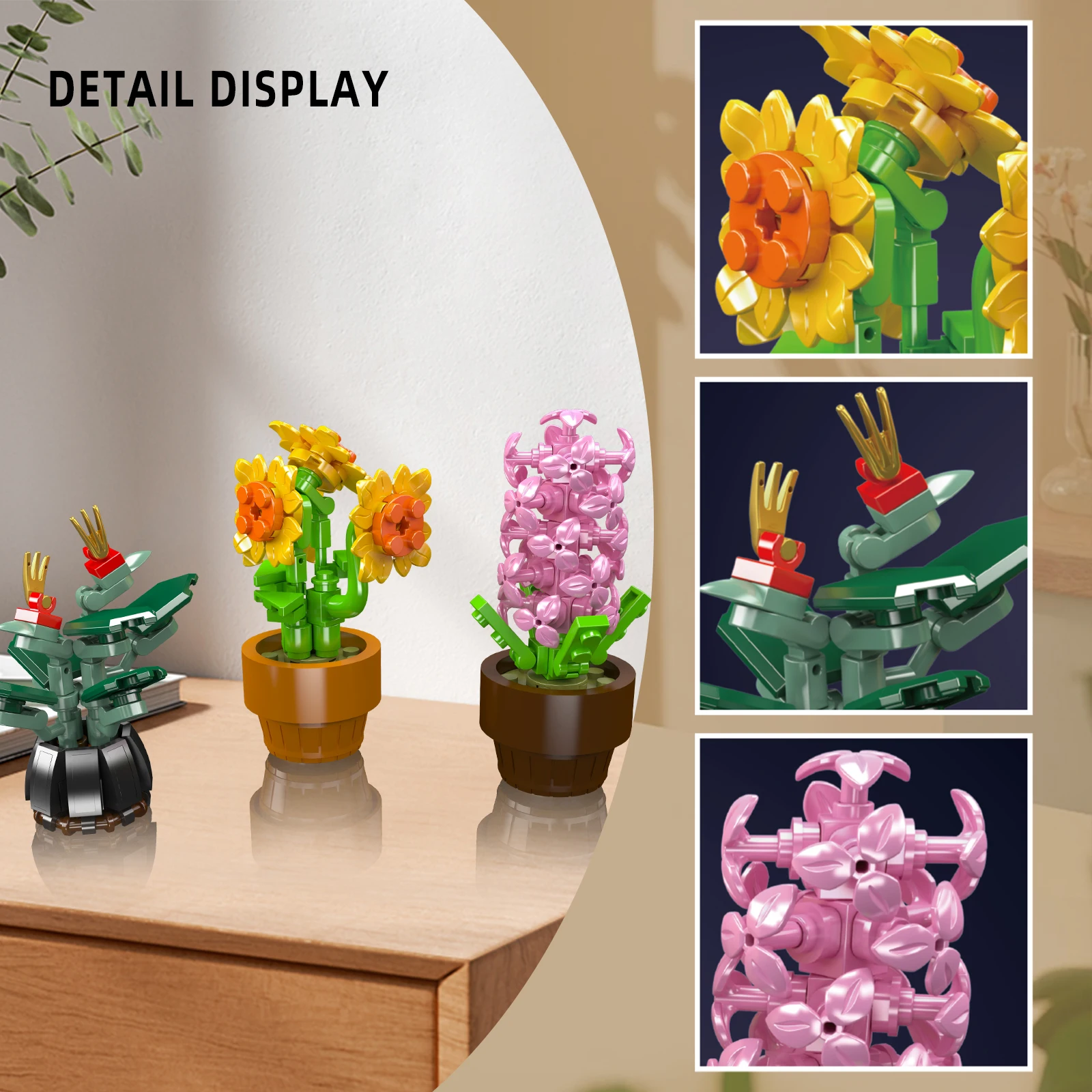 Mould King Tiny Plants Simulation Potted Plants Building Blocks Flowers Bouquet Kid Assembly Handemade Toy Home Decor Girls Gift