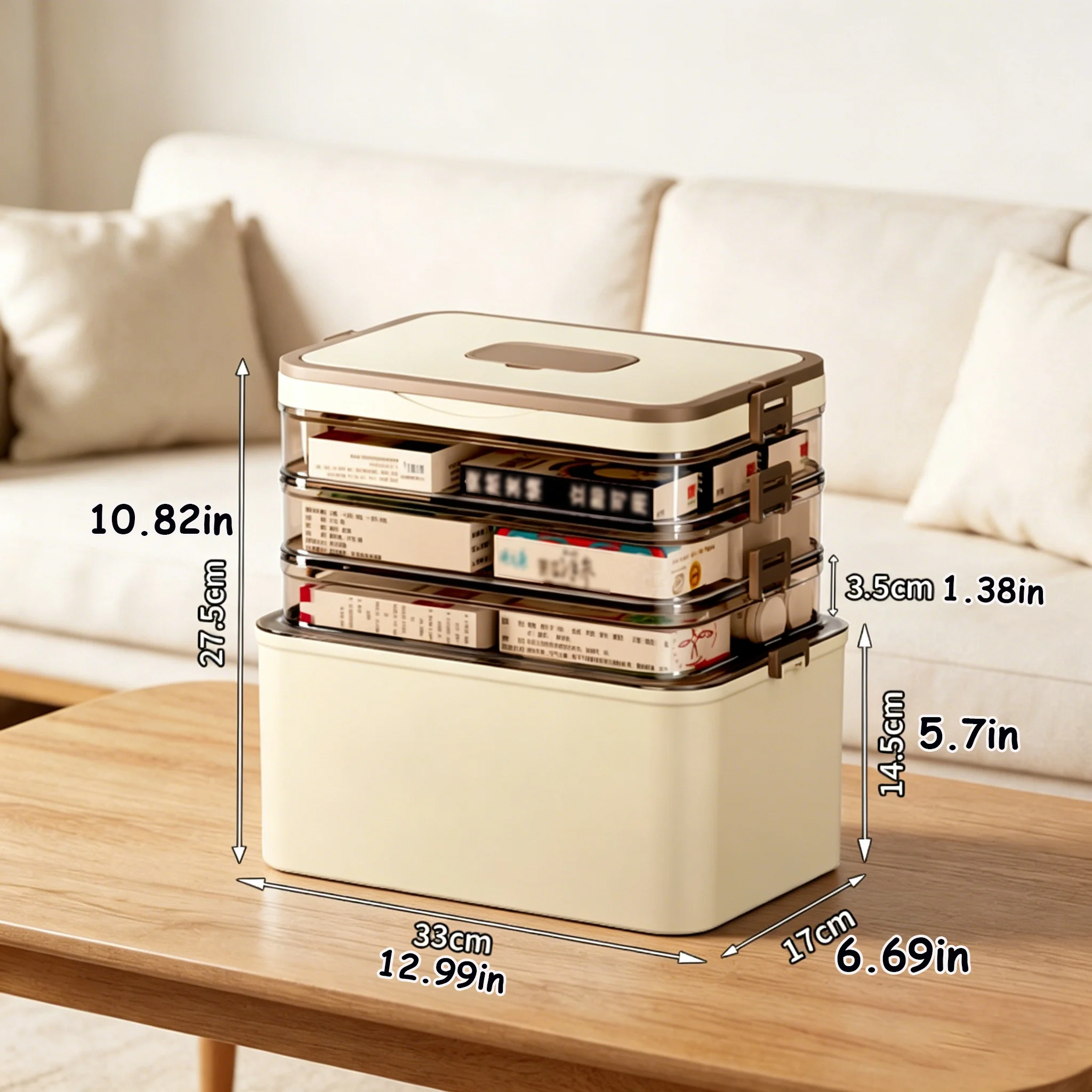Extra-Large Capacity: Durable Portable Medicine Box/Storage Box, Medicine Organizer with Visible Window, Multi-Layer Storage Box Suitable for Home and Travel, Sealed Storage Box for Wardrobe, Can Be Used for Stationery, Medicines, Key Parts, Office Supplies, Sewing Supplies, Cosmetics, Bathroom Clutter, Item Organization, and Is Also Suitable for Under-Bed Storage, Travel, and On-The-Go Use