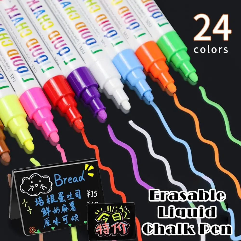 

8/12Colors Erasable Liquid Chalk Pen Multi-Color Dust-free Fluorescent Pen Handwriting Water-soluble Whiteboard Pen