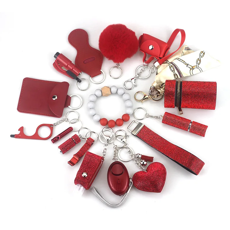 

16pcs in One Sets Self Defense for Safety Keychain Full Set with Personal Alarm Accessories Birthday Gifts for Mom Women Girls