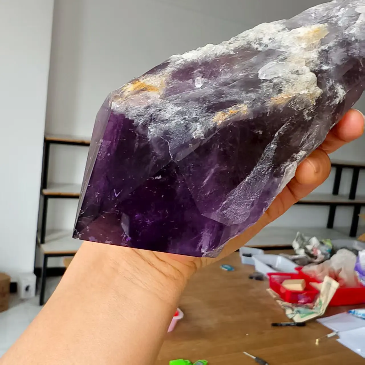 Natural Amethyst Backbone, Rough Backbone Of Purple Quartz Crystal, Mineral, Healed