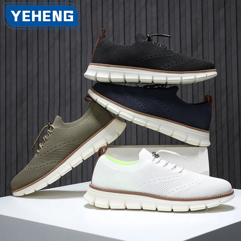 

Новые мужские повседневные прогулочные кроссовки с дышащим сетчатым верхом, удобная резиновая подошва, модные уличные нескользящие теннисные мокасины
