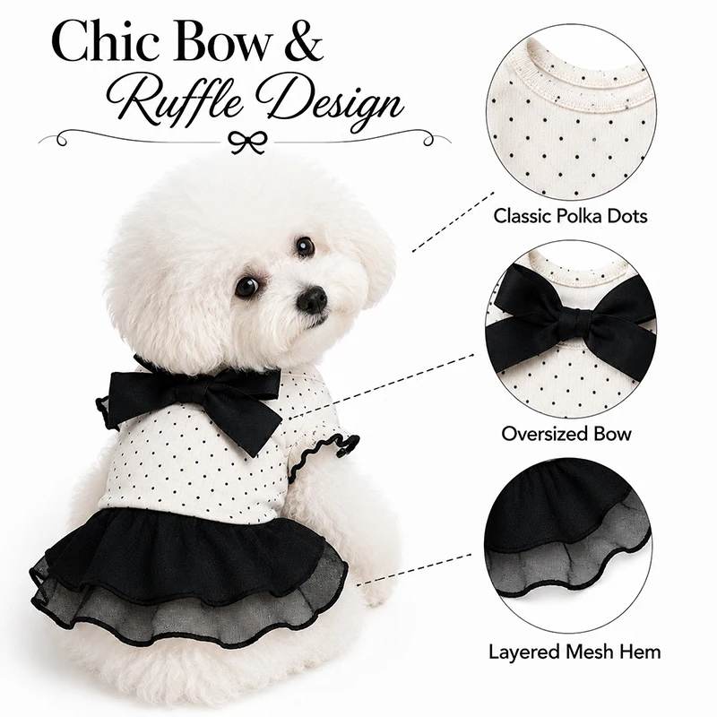 Ropa de verano con lazo para gatos y perros – Falda con volantes - imagen 3