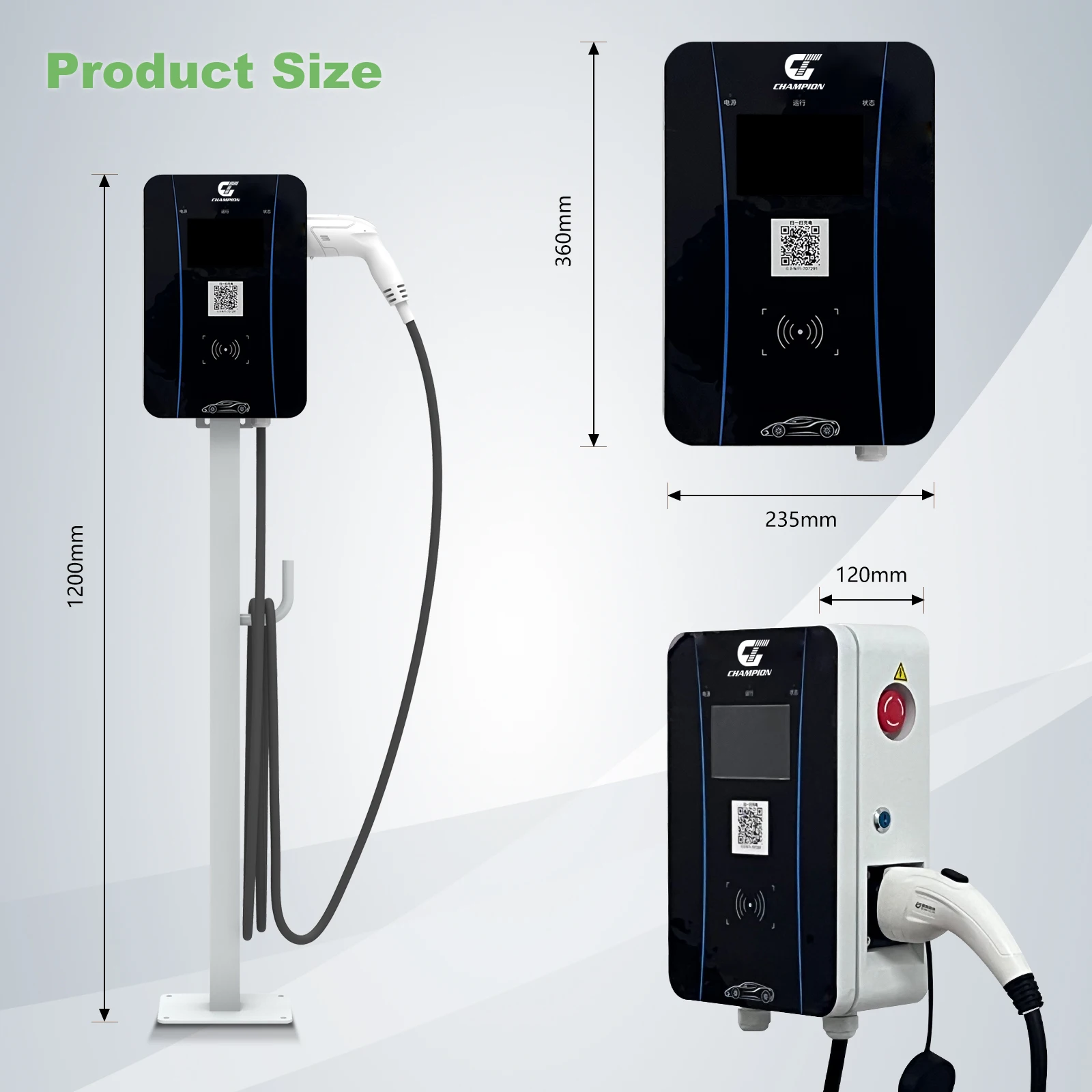 New Energy Electrical Vehicle Fast IP54 7kw Ac Charging Ev Charger Pile Station for Commercial or Home Use