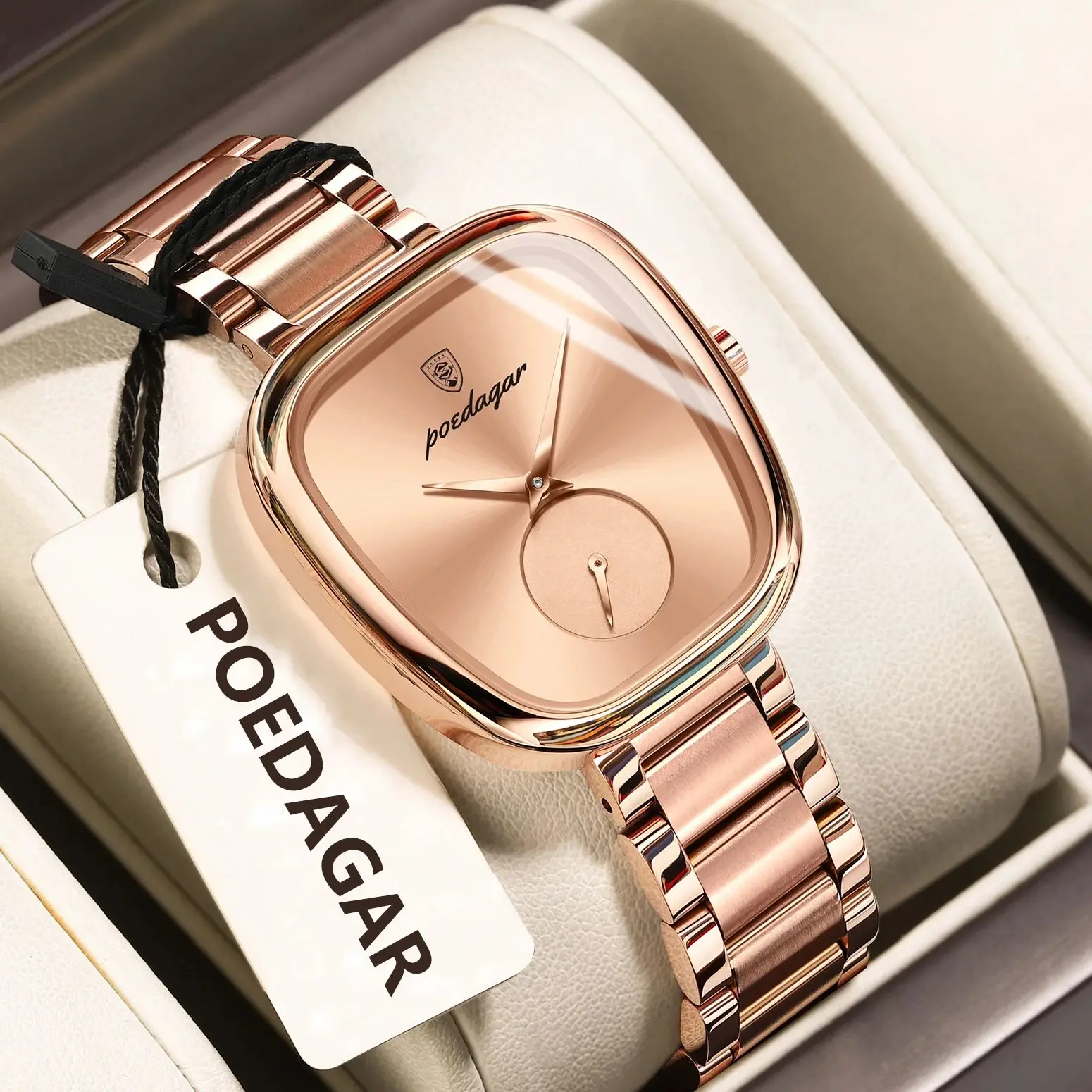 POEDAGAR قمة الموضة امرأة ساعة اليد مقاوم للماء الفولاذ المقاوم للصدأ كوارتز السيدات ساعة فاخرة أنيقة المرأة الساعات الإناث Reloj