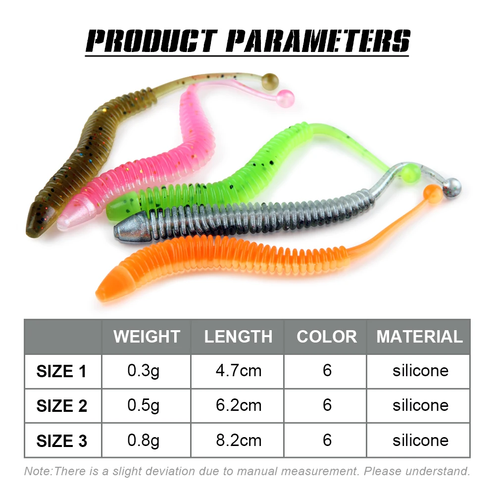 RoseWood Soft Lure Fishing Bait Worm Squirrel Tail Road Sub-Bait Swimbait Insects Earthworm Fake Fish Trout Bass Drop Shot Pesca