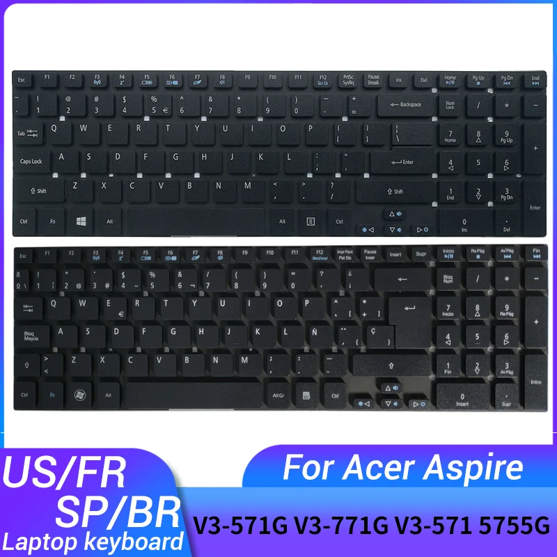 Klawiatura do laptopa US/French/Spanish Latin/Brazil FOR ACER Aspire V3-571G V3-771G V3-571 5755G 5755 V3-771 V3-551G V3-551 5830TG