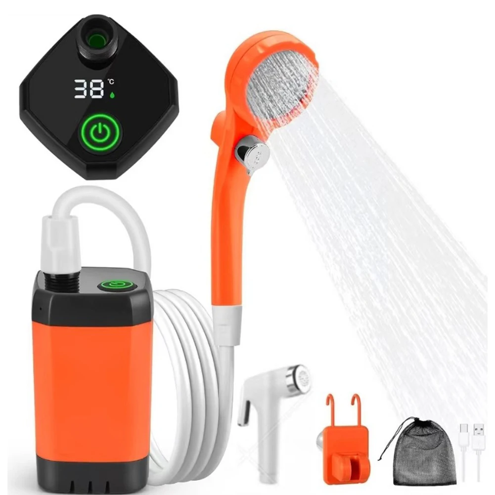 8000mAh For camping Shower with 5 Adjustable Pressure Levels LCD Display Great for Outdoor Use Hiking and Beach Activities